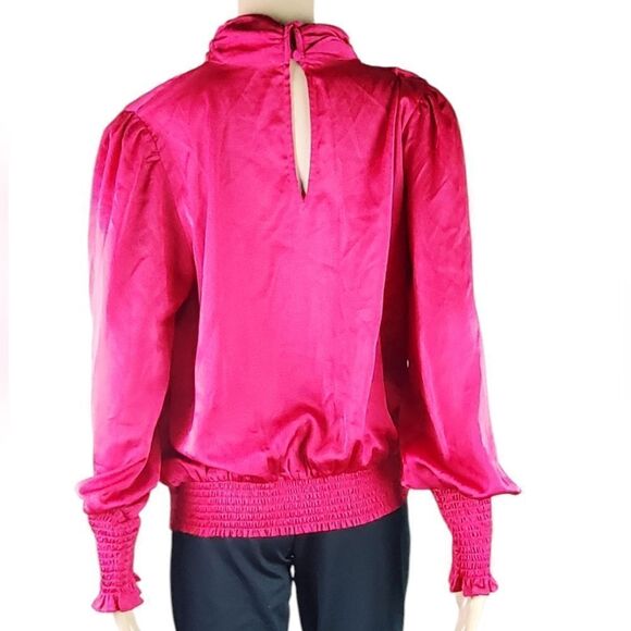 Allison Joy Raspberry Pink Satin Pull-Over Blouse - Picture 2 of 6